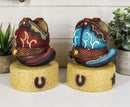 Set Of 2 Turquoise And Maroon Western Cowboy Pair of Boots Mini LED Night Lights