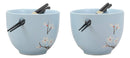 Ebros Ceramic Japanese Sakura Ramen Udong Noodles Bowls and Chopsticks Set of 2