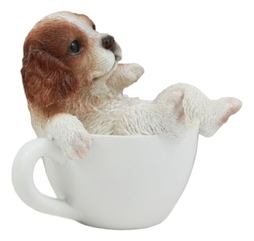 Ebros Mini Adorable Cavalier King Charles Spaniel Dog Teacup Statue Pet Pal 2.5"H