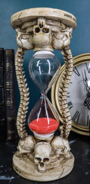 Gothic Alchemy Graveyard 4 Skulls With Skeleton Spine Bones Sand Timer Figurine
