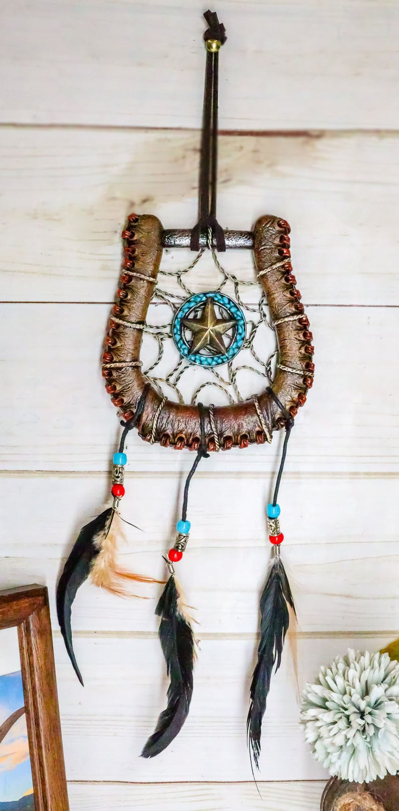 Ebros Western Lone Star Horseshoe Dreamcatcher Wall Hanging Decor 5"Diameter