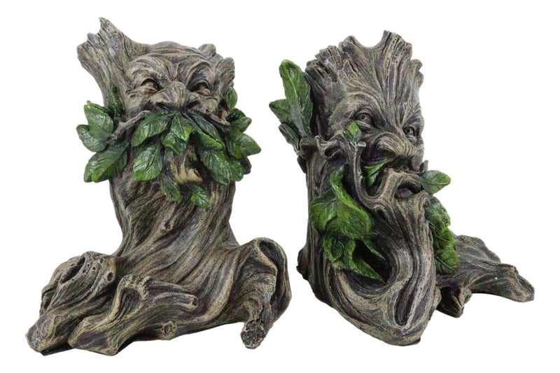 Ebros Celtic Forest Spirit Greenman Decorative Bookends Figurine Pair 5.5"H Set