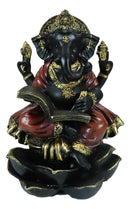 Vastu Hindu God Ganesha Seated On Lotus Writing Mahabharata Scrolls Figurine