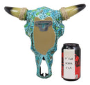 Ebros 11.5" Wide Turquoise Mosaic Steer Bison Buffalo Bull Cow Skull Head with Horns Wall Mount Decor Artistic Replica Native Animal Totem Bust Skulls Hanging Mounted Plaque Sculpture - Ebros Gift