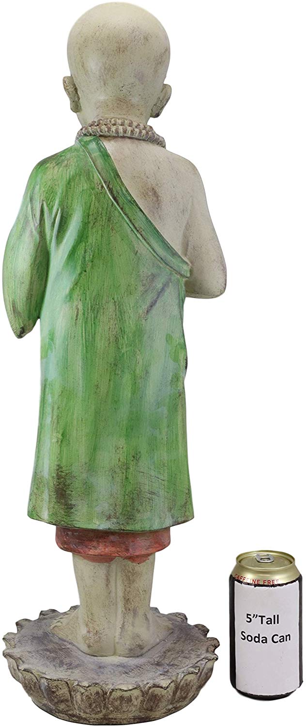Ebros 24" Tall Jizo Buddha Monk Hand Greeting Pose Holding Bowl Bird Feeder Bath - Ebros Gift