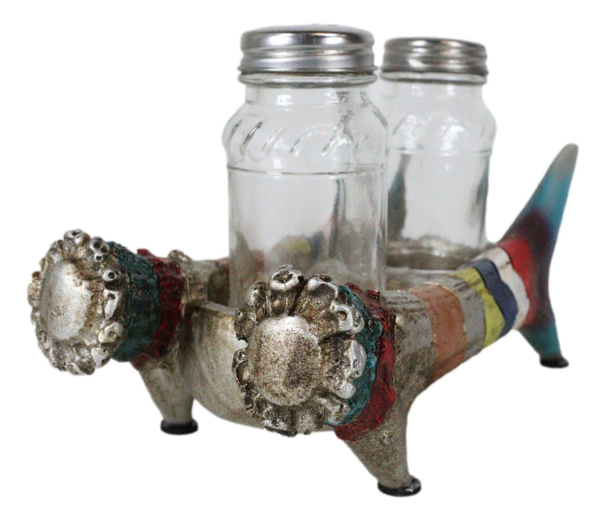 Rustic Colorful Southwestern Buckhorn Antlers Deer Salt Pepper Shakers Holder