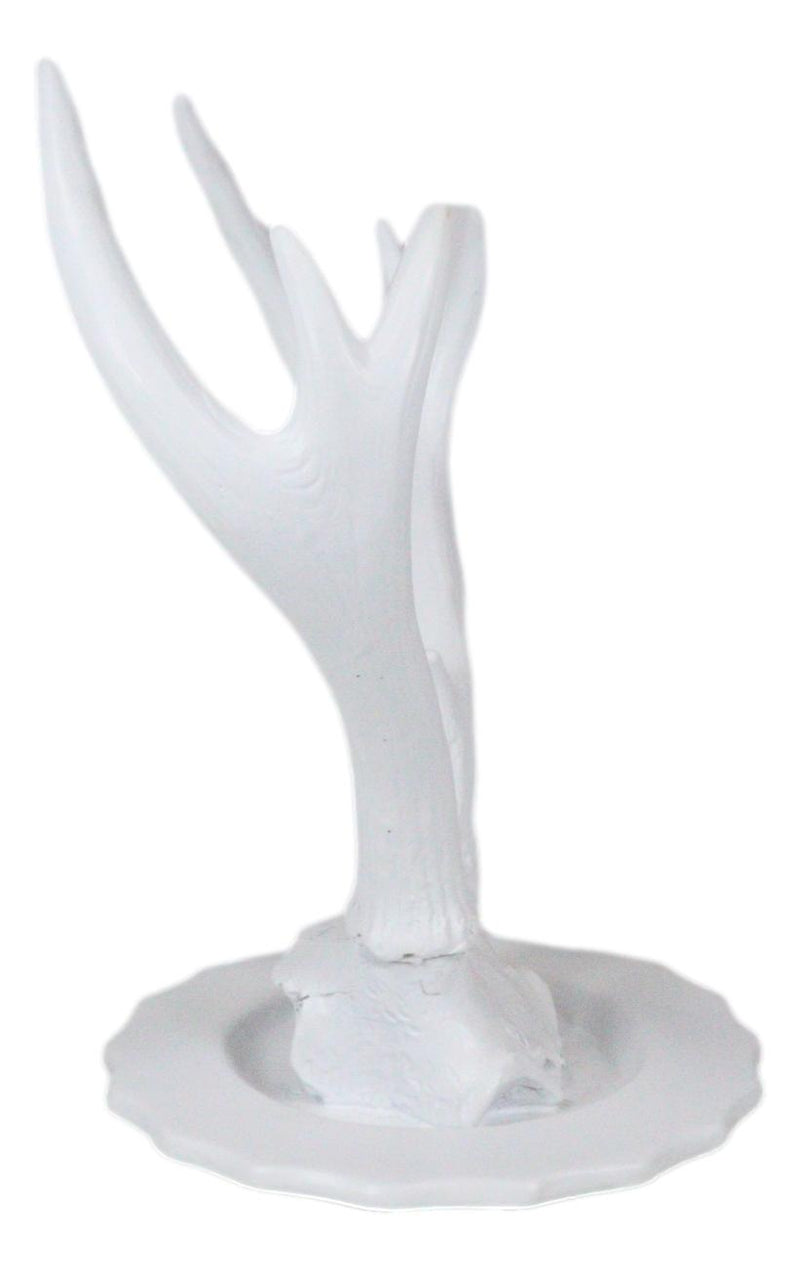 Contemporary Chic Rustic White Double Buck Deer Stag Antlers Jewelry Tree Holder