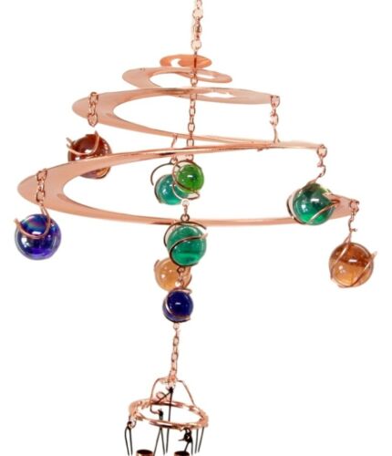 Ebros Gift Spiral Galaxy Copper Metal Wind Chime With Colorful Marbles Resonant Outdoor Patio Garden Decor Accessory