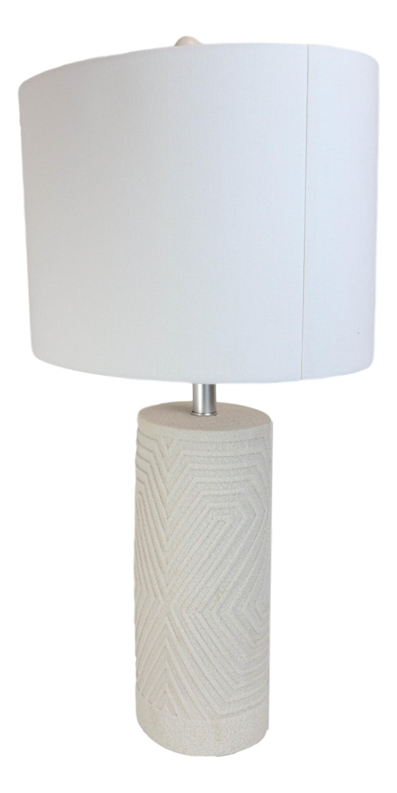 Contemporary Modern Elegant Linear Pattern Polystone Table Lamp With Shade