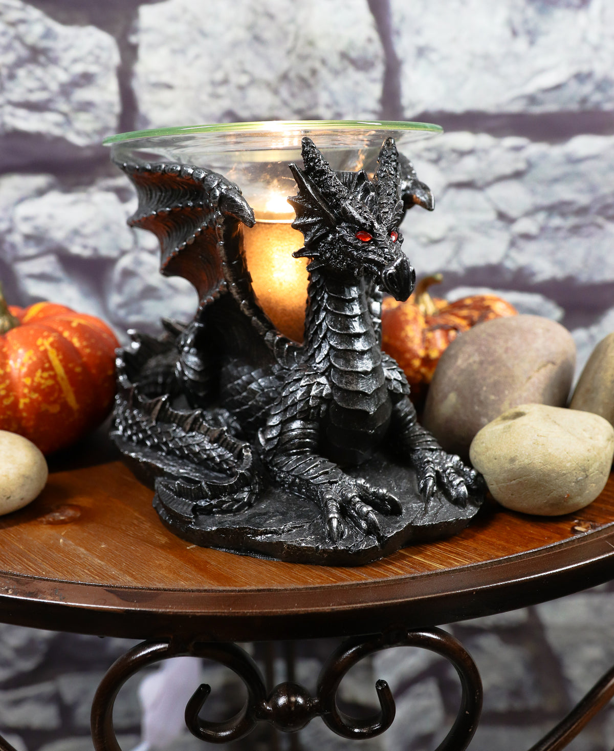 Ebros Mythical Air Behemoth Dragonite Resting Black Dragon Electric Oil Burner Statue - Ebros Gift