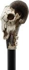 Ebros Gothic Tribal Ram Horned Skull Decorative Prop Cosplay Walking Cane 38"H