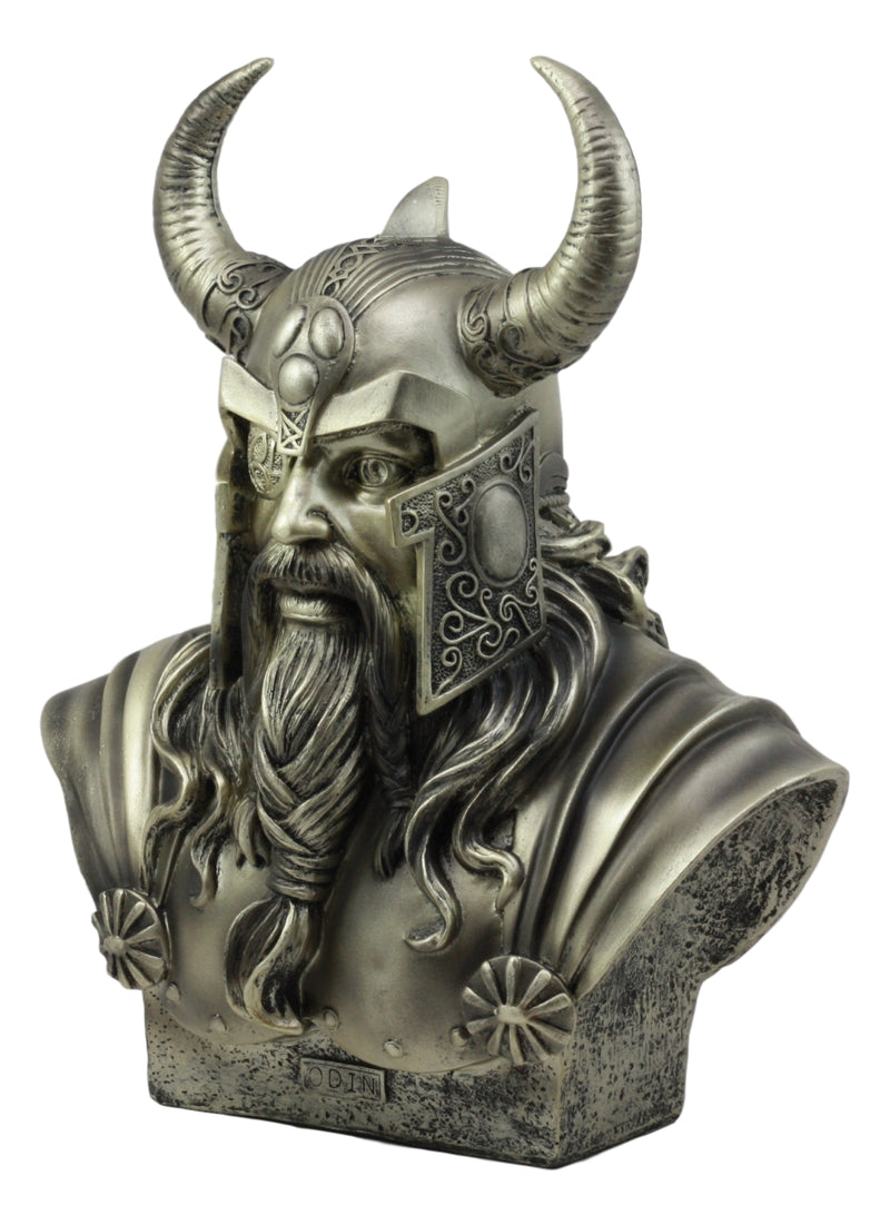 Ebros Warrior God Odin The Alfather Bust Statue 12"H Norse Viking God Odin Ruler Of Asgard Sculptural Figurine