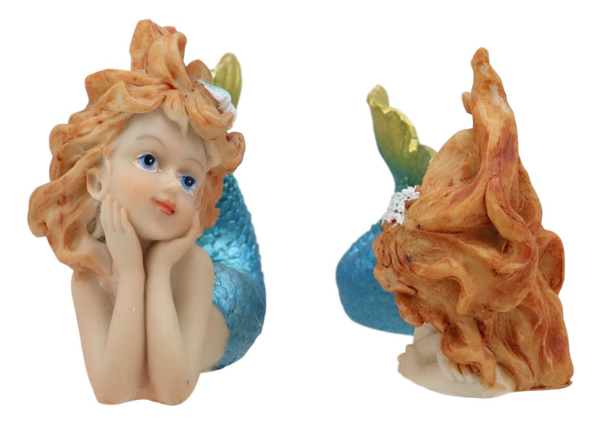 Ebros 4.25" Wide Colorful Nautical Ocean Mermaid Mergirls Under The Sea Miniature Figurines Set of 2 Fantasy Mermaids Sirens of The Seas Figurines Fairy Garden Collectibles - Ebros Gift