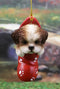 Ebros Lifelike Shih Tzu Puppy Dog in The Sock Small Hanging Ornament Figurine