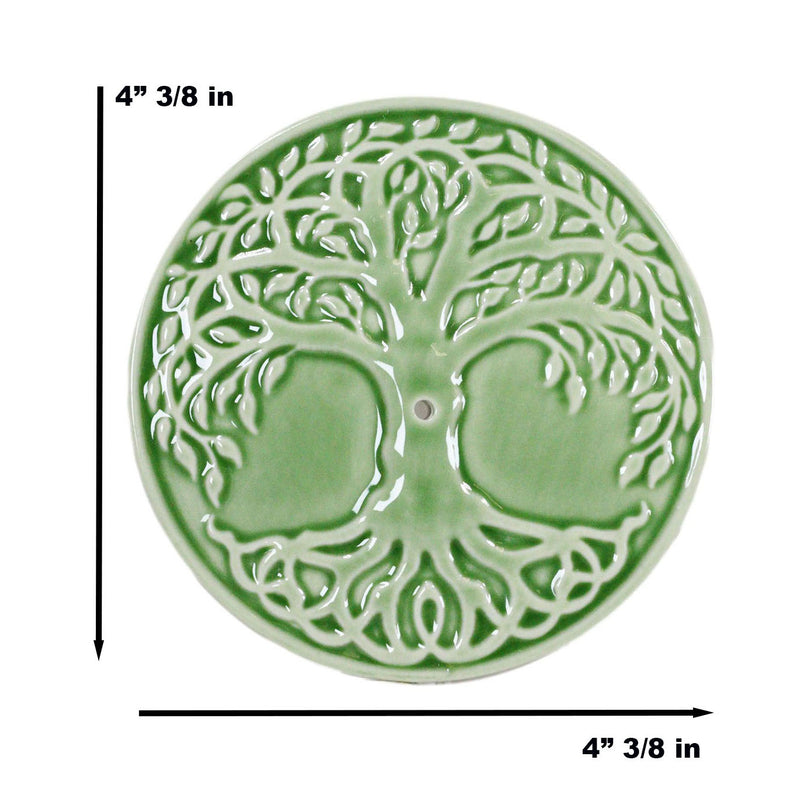 Wicca Sacred Symbols Celtic Tree of Life Yggdrasil Ceramic Round Disc Burner