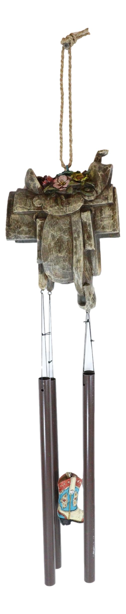 Western Country Rustic Floral Horse Saddle Cowboy Boot Decorative Wind Chime