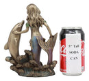 Art Nouveau Ocean Siren Mermaid With Bottlenose Dolphin Statue Nautical Decor