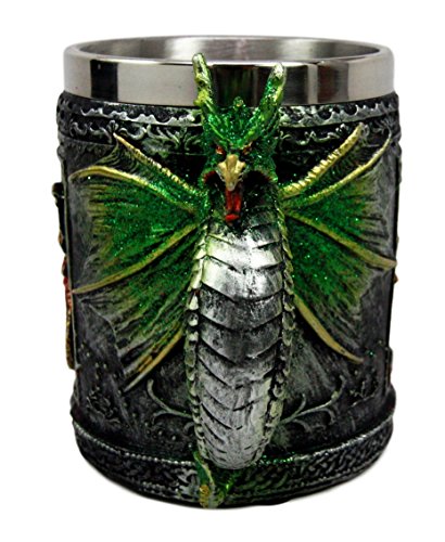 Ebros Fire and Earth Dual Dragon Beer Stein Tankard Coffee Cup Drink Mug 4.25"H