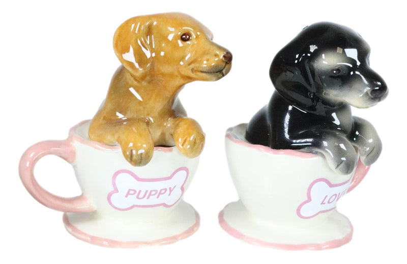 Black Chocolate Teacup Dachshund Puppies Puppy Love Ceramic Salt Pepper Shakers