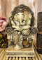 Ebros 11.25"Tall Hindu Ganesha Sitting On Royal Throne With Tiny Mouse Statue - Ebros Gift