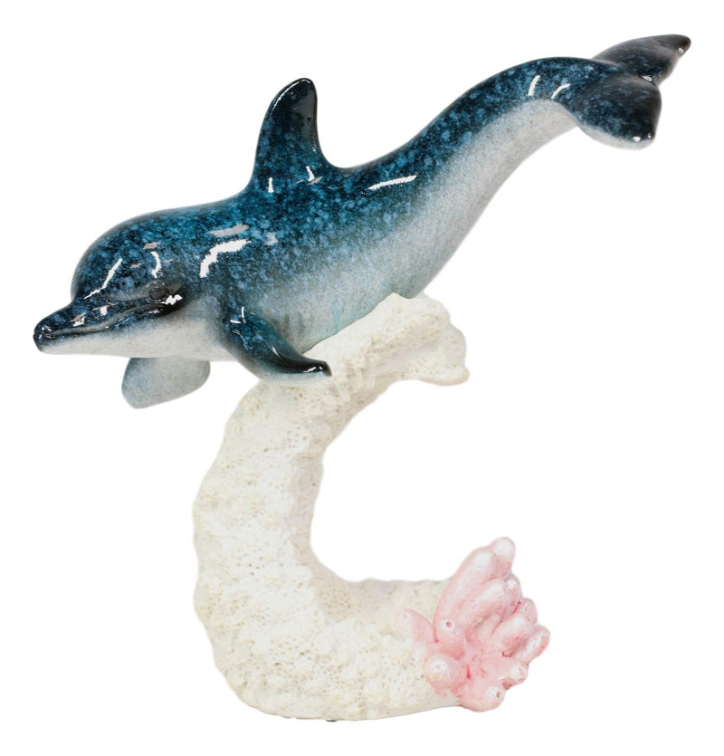 Ebros Ocean Marine Sea Life Bottlenose Dolphin Swimming Over Coral Reef Figurine