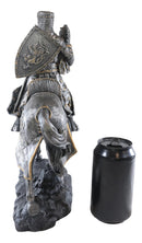 Medieval Fleur De Lis French Knight With Dragon Helmet On Armored Horse Statue