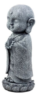 Japanese Namaste Praying Jizo Monk Standing On Lotus Flower Figurine 9.75"H