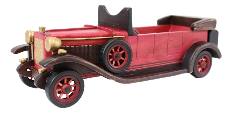 Hand Made Wood Retro Style Pink Cabriolet Convertible Car Wine Holder Figurine