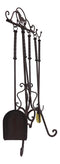 Wrought Iron Metal Western Galloping Equine Horse Fireplace Tool Kit 5 Piece Set