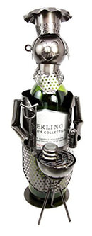 Ebros Gift Sausage & Beef Patty BBQ King Grill Master Hand Made Metal Wine Bottle Holder Caddy Decor Figurine 13.5"H