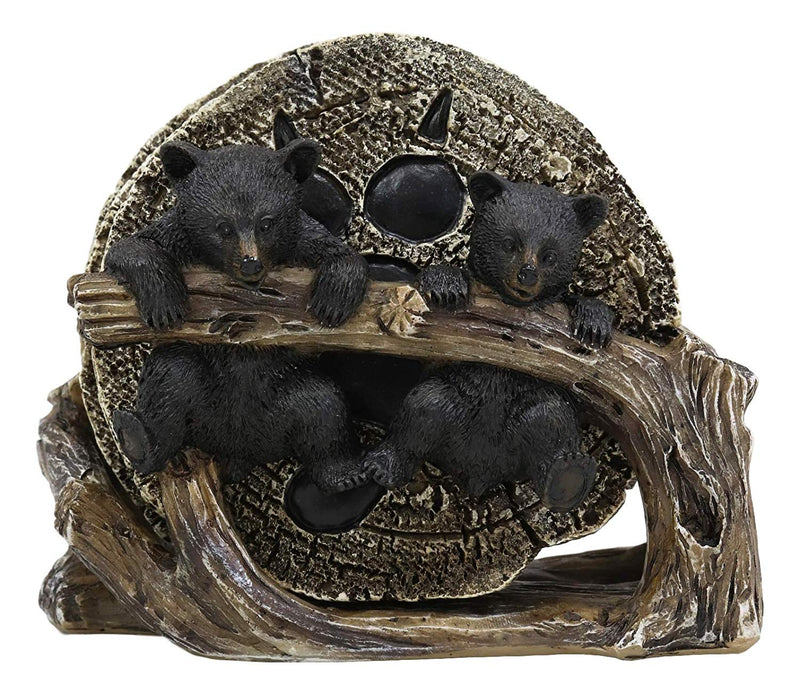 Ebros Rustic 2 Black Bears Dangling On Tree Branch Coaster Holder With 4 Coasters Set