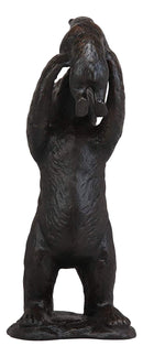 Ebros 16.25" High Aluminum Whimsical Black Momma Bear Lifting Her Cub Statue Rustic Wildlife Forest Western Cabin Decor Bears Family Bear Hugs and Kisses Figurine - Ebros Gift