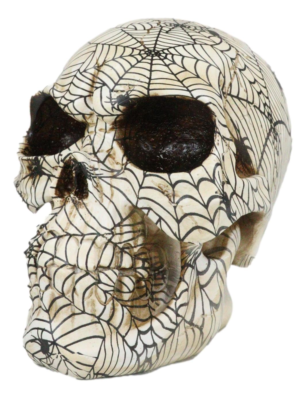 Creepy Crawler Tarantula Arachnid Spider With Cobwebs Skull Figurine Decor