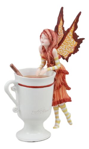 Amy Brown Autumn Apple Cider Cinnamon Tea Fairy Statue 6.25"Tall Tea Cup Fairy