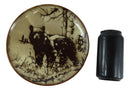 Ebros Black Bear Round Salad Or Appetizer Or Dessert Plate Set of 2 8.5" Dia
