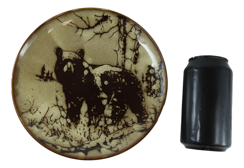 Ebros Black Bear Round Salad Or Appetizer Or Dessert Plate Set of 2 8.5" Dia