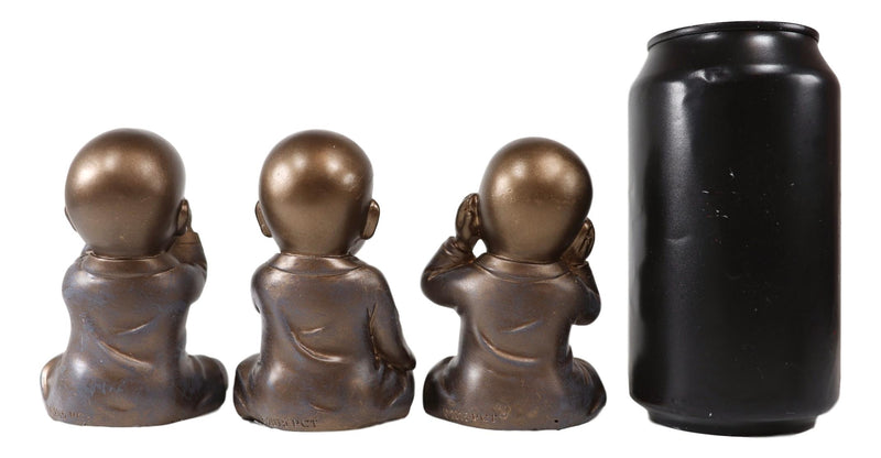 See Hear Speak No Evil Wise Shaolin Kung Fu Little Monks Set of Three Figurines