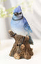 Ebros Blue Jay Perching on Branch with Motion Activated Bird Sound Figurine