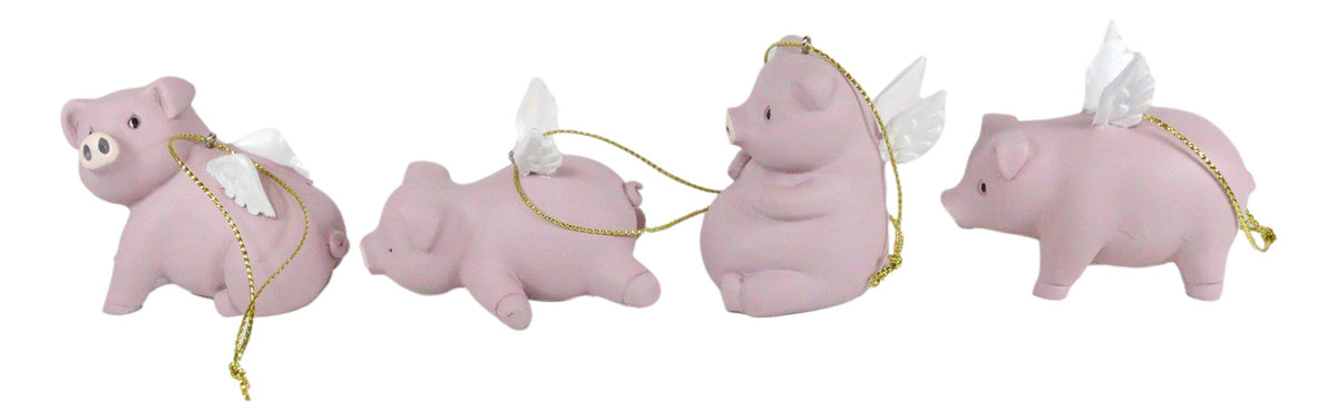 Ebros Gift Flying Pigs Pablo Set of 4 Hanging Ornaments Decorations Value Bundle