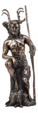 Celtic Pagan God Herne The Hunter Statue 11"Tall In Bronze Patina The Horned God