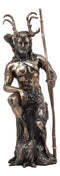 Celtic Pagan God Herne The Hunter Statue 11"Tall In Bronze Patina The Horned God