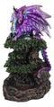 Metallic Purple Dragon On Greenman Tree Canopy Backflow Incense Cone Burner