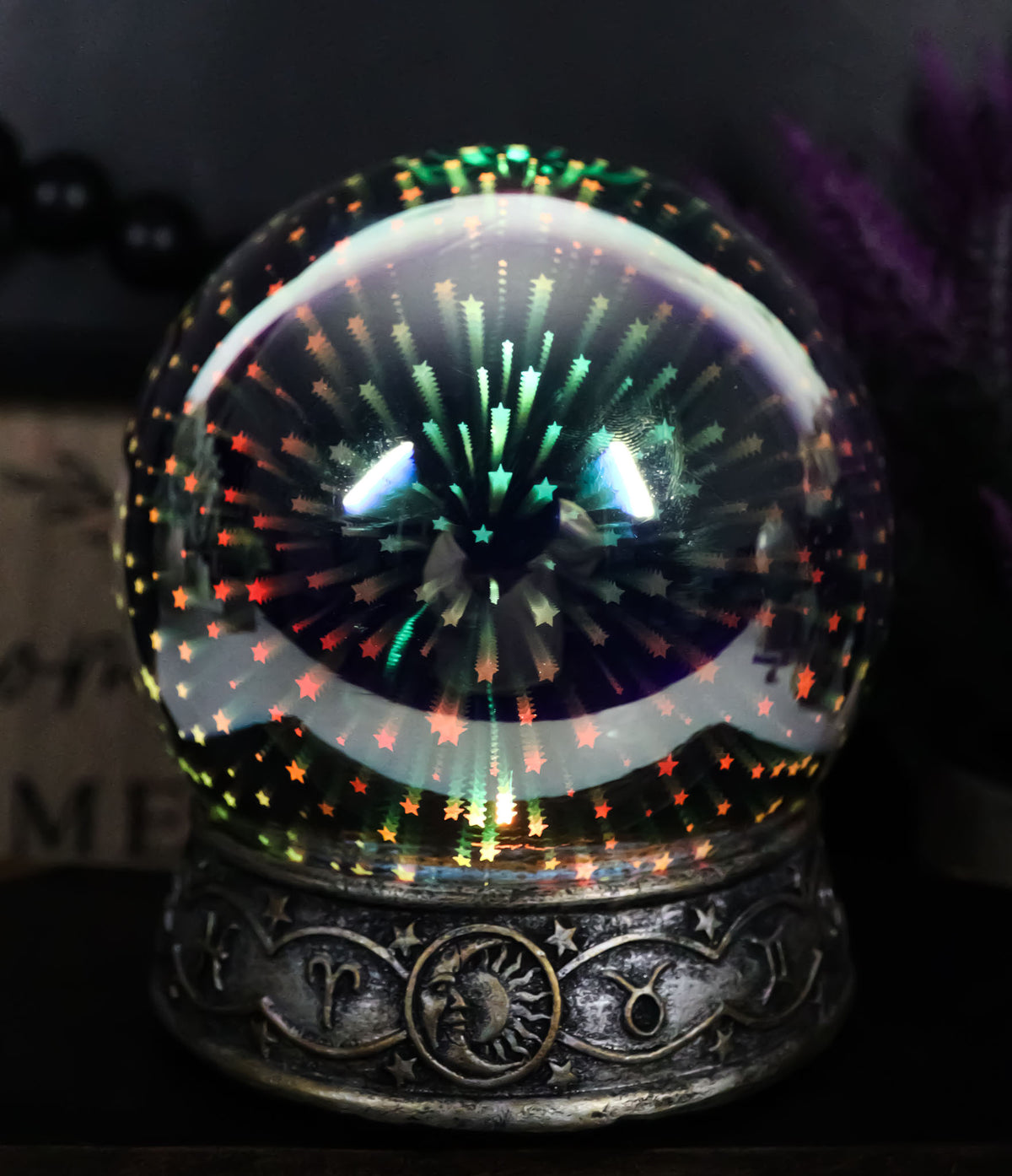 Greek Astrology Constellations Zodiac With Colorful LED Stars Glass Gazing Ball - Ebros Gift
