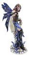 Fairy With Book Lantern And Owl On Crescent Moon Clouds and Stars Statue 14" H