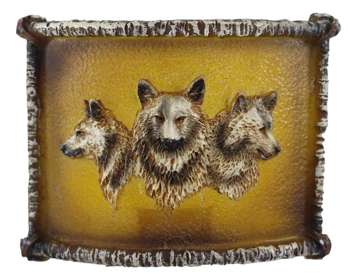 Rustic Western Wolfpack Gray Wolves Faux Birchwood Wall Plug In Night Lights - Ebros Gift