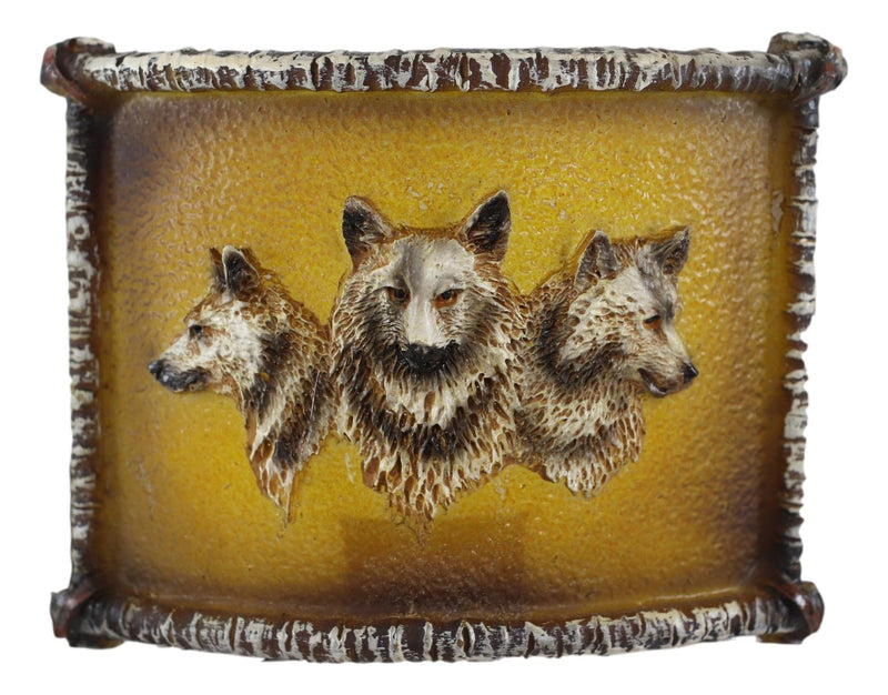 Rustic Western Wolfpack Gray Wolves Faux Birchwood Wall Plug In Night Lights