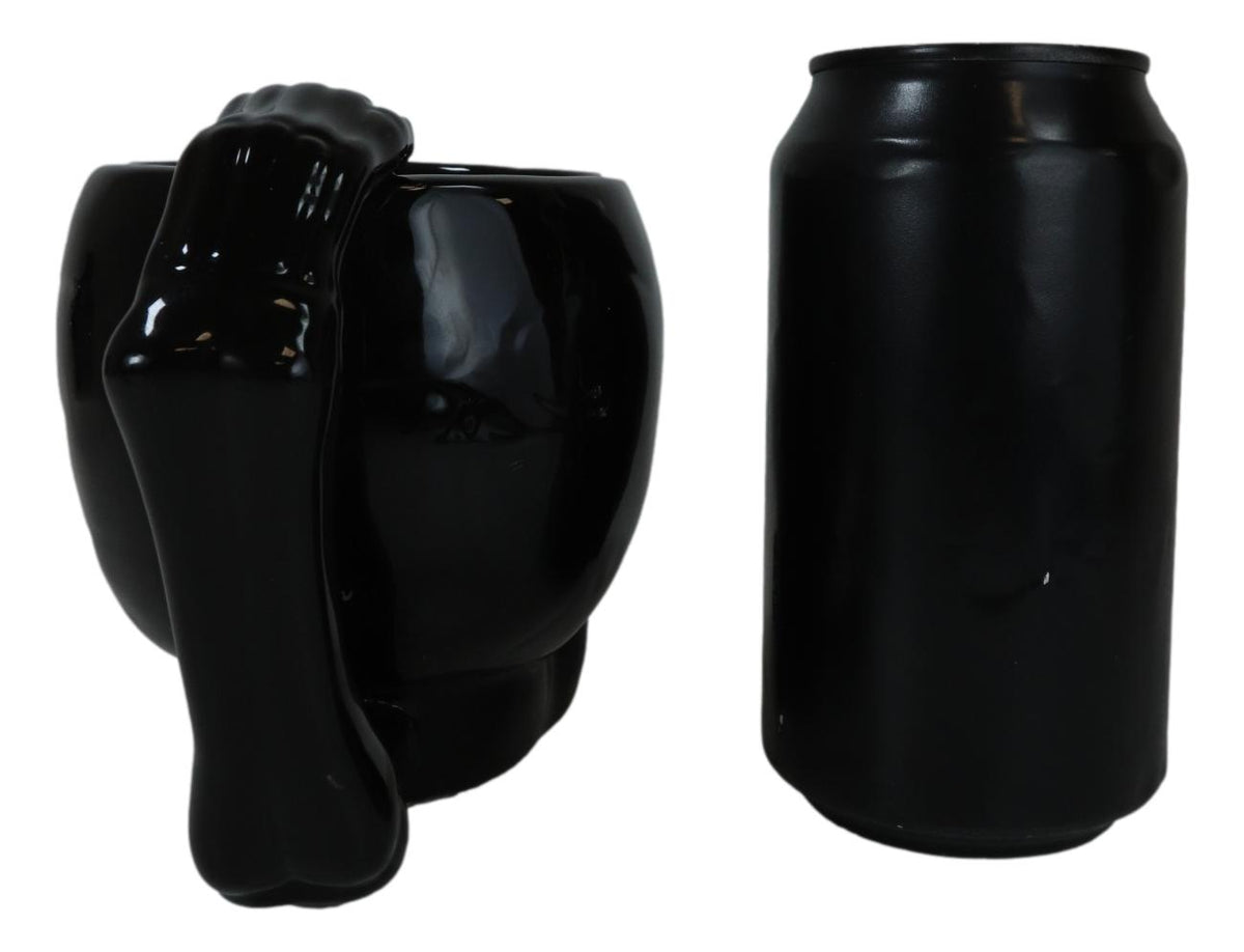 Ebros Macabre Decor Death Black Bone Skull Drinking Coffee Mug 12oz Ceramic Drink Cup
