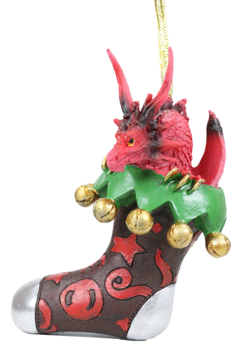 Holiday Festive Spirit Red Stocking Sock Dragon Christmas Tree Hanging Ornament