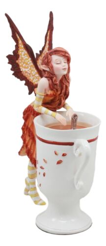 Amy Brown Autumn Apple Cider Cinnamon Tea Fairy Statue 6.25"Tall Tea Cup Fairy