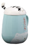 Ebros Lovely Cat Paw Prints With Tuxedo Cat Lid Blue Ceramic Coffee Tea Mug Drink Cup With Striped Cat Tail Spoon 15oz Animal Pets Cats Kittens